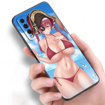 Anime Sexy Bikini silikoninis telefono dėklas, skirtas Xiaomi Redmi Note 11 10 9 8 Pro 11T 10T 10S 9S 8T 9 9A 9C 9T juodas mink&scaron;tas dangtelis Coque Redmi 9