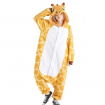 Žirafos kombinezonas suaugusiems Vienos dalies pižama Helovino kostiumas Kalėdų kigurumi Kostiumas per visą kūną XL geltona/balta