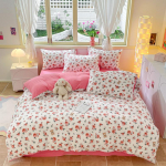 Girl Heart Fresh Maža gėlių patalynė keturių dalių skalbtos medvilnės bendrabučio lova Vienvietis trijų dalių komplektas 1.2m bed