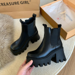 Platforma Moteri&scaron;ki Ankle Boots Vidutinio Kulno Odiniai Batai Madingi Chelsea Batai Stori Nauji Batai Motociklininko Batai Goth Moteris Batai I11 36
