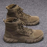 Madingi vyri&scaron;ki koviniai batai Chaki spalvos Dykumos vienspalviai Ankle Boots vyrams Laisvalaikio lengvi Lauko Bėgimo Platforminiai Tinklelio vyri&scaron;ki batai Botines 39 ruda