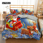 3D spausdintas linksmų Kalėdų patalynės komplektas karali&scaron;ko/vienviečio/karali&scaron;ko dydžio Kalėdinė dekoracija namams patalynė su pagalve EU single(135x200cm)