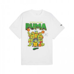 Puma logotipas Animacinis Anime spaudinys Apvalus kaklas Megztinis trumpomis rankovėmis T-shirt Vyri&scaron;ki Vir&scaron;utiniai drabužiai Baltas 630929-01 XL