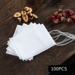 100 vnt. vienkartiniai arbatos mai&scaron;eliai su &bdquo;String Heal Seal&ldquo; Neaustinio audinio arbatos filtro mai&scaron;elis, skirtas žolelių arbatos arbatos indams prieskonių filtro mai&scaron;elis 5.5cmx7cm balta