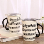 270 ml Puodelis Kūrybinis keraminis muzikinis puodelis Puodelis uždengtas biuro vandens puodelis Kavos puodelis Pieno puodelis