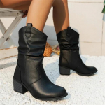 Moteri&scaron;ki vakarieti&scaron;ki batai Kauboji&scaron;ki batai Moterims Moteri&scaron;ki ankle boots PU odiniai batai Rudens batai Moteri&scaron;ki botai Ponios Didelis dydis 42 36 juoda
