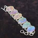 Rainbow Mystic Opal apyrankė Tikras brangakmenių apyrankė Rankų darbo papuo&scaron;alai 925 Sterlingo Sidabrinė apyrankė Reguliuojama grandinėlė apyrankė dovana mamai Adjustable