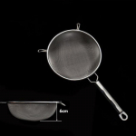 304 nerūdijančio plieno buitinis kiaurasamtis su dviguba ausimi, kieta rankena, kryžminio audinio tinklelio filtras virtuvė 18cm in diameter