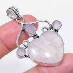 Natural Rose Quartz, Chalcedony 925 Sterling Silver Jewelry Pendant 2.17 u9v30