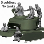 1/16 mastelio dervos korpuso surinktas modelio rinkinys, karinis hobis, miniatiūra, Antrojo pasaulinio karo JAV tanko įgulos rinkinys (5 figos) Nesurinktas ir nedažytas
