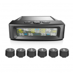 6 ratų saulės TPMS automobilio padangų slėgio signalizacija su 6 i&scaron;oriniais jutikliais, skaitmeninis padangų slėgio ir temperatūros realaus laiko duomenų stebėjimas ir USB įkrovimas with 6 External Sensors