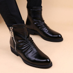 Mada vyrams mada vakarėliui naktinio klubo suknelė rudens žiemos batai juodi stilingi originalūs odiniai batai kauboji&scaron;ki aulinukai vėsūs trumpi botai 270 juoda