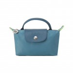 Longchamp Le Pliage Green Trumpa rankena Užtrauktuko užsegimas Perdirbto audeklo mai&scaron;elis Kosmetikos krep&scaron;ys Rankinė Mini Moteri&scaron;kos rankinės Mėlyna-žalia 34175919P89 Peacock Blue