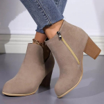 Moterų Madingi Ankle Boots Stori Auk&scaron;takulniai Batai Moteri&scaron;ki Nauji Madingi Rudens Žiemos Lauko Vidutinio Kulno &Scaron;oninis Užtrauktukas Batai Mujer 35 chaki