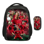 Ronaldo Dvisluoksnė Kuprinė CR Futbolo Žvaigždė 2 Vnt Rinkinys Kuprinė, Futbolo Sporto Pie&scaron;tukinės Mokyklinės Kuprinės Mochila Rucksack red