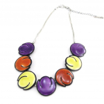 NOA [J4509] - Collier Cr&eacute;ateur 'Tulipes' violet jaune orange violetinė