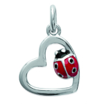 Les Tr&eacute;sors De Lily [L5695] - Pendentif Argent 'Coccinelle' rouge argent&eacute; (rhodi&eacute;) love - 12x12 mm