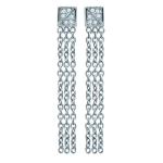 Les Tr&eacute;sors De Lily [N2599] - Boucles Acier 'Carmen' blanc argent&eacute; - 35 cm