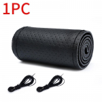 38 cm vir&scaron;utinis natūralios odos vairo dangtelis, orui pralaidus dizainas / automatinis vairo pynimo dėklas, tinkamas automobiliui With holes