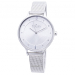 Skagen Anita Sidabrinis ciferblatas Swarovski kri&scaron;tolinė tinklinė apyrankė SKW2149 moteri&scaron;kas laikrodis sidabras