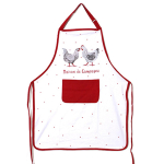 Les Tr&eacute;sors De Lily [A1118] - Tablier de cuisine coton 'Poules' rouge blanc (Maison de Campagne) - 90x70 cm