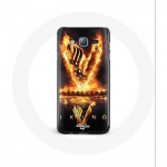 Dėklas, skirtas Samsung Galaxy J5 2016 Vikings Series 6 Sezono Logo V Fire Sword juodas fonas