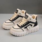 Auk&scaron;ti sniego batai Moteri&scaron;ki žieminiai pliu&scaron;iniai medvilniniai studentų batai Madingi storapadžiai laisvalaikio sportiniai batai 37 juoda/chaki