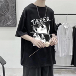 2024 m. vasaros mar&scaron;kinėliai trumpomis rankovėmis, skirti vyri&scaron;kiems madingiems penkių colių rankovėms, universalūs, laisvalaikio studenti&scaron;ki mar&scaron;kinėliai pusrankovėmis, kasdieniai madingi spausdinti vir&scaron;us M juoda