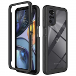 Skysto silikono 360 laipsnių hibridinis dėklas, skirtas Motorola G22 G32 G42 E13 E32s E20 Protect smūgiams atsparus pilnas apsauginis dangtelis Moto E13