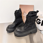 Nauji žieminiai storo pado moteri&scaron;ki trumpi batai Madingi moteri&scaron;ki eleganti&scaron;ki suvarstomi batai lauke, patogūs zapatos