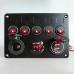 Truck Dual USB 5 Gang Perjungimo valdymo jungiklio skydelis RAUDONAS LED voltmetras 12V 24V Car Boat Marine None raudona
