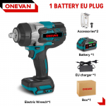 ONEVAN 2800N.M 2800 W be&scaron;epetis elektrinis smūginis 1/2 colio akumuliatorinis smūginis veržliaraktis atsuktuvo įrankis, skirtas Makita 18V baterijai 1 Battery Set A