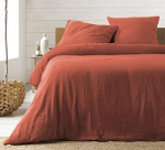 Parure de lit - PROMO LINGE - Gaze de coton - 240 x 220 cm - rouge