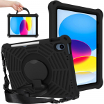 Dėklas Apple iPad 10-os kartos 2022 10,9 colio A2696 A2757 A2777 EVA Vaikams Saugus Traukimo Žiedas Smūgiams Atsparus Pečių Dirželis Stovas Plan&scaron;etinio Kompiuterio Dangtelis For iPad 10th 2022 rožinė raudona spalva