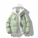 Moteri&scaron;kas unisex pieno spalvos pūkų trumpas žieminis paltas - Laisvas, storas, madingas didelio dydžio 2XL (suitable for 170-190 Jin) mėtų žalios spalvos