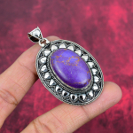 Violetinis vario turkis pakabukas, 925 prabos sidabro papuo&scaron;alas, brangakmenio pakabukas, dovana jai, rankų darbo subtilus papuo&scaron;alas 2.36 Inches violetinė