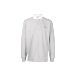 Polo Ralph Lauren SS22 Spalvų Bloko Logotipo Siuvinėtas Pusės Mygtukų Ilgomis Rankovėmis Polo Mar&scaron;kinėliai Vyri&scaron;ki Vir&scaron;utiniai Drabužiai Pilka 710717115-019 S white