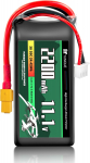 Lipo baterija 3S 11.1V 2200mAh 35C su XT60 jungtimi &ndash; Didelė galia RC modeliams &ndash; Mink&scaron;tas korpusas, silikoninė viela juoda