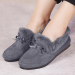 Moteri&scaron;ki žieminiai laisvalaikio batai Nauji mokasinai Mink&scaron;ti plok&scaron;ti Neslystantys Loafers Madingi Patogūs &Scaron;ilti pliu&scaron;iniai lankeliai ant moteri&scaron;kų medvilninių batų 35 pilka spalva