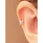 14 karatų miniatiūriniai kubiniai drugelio formos žiediniai auskarai su auskarų vėrimu 14K Rose Gold_One Pair (1 Piece)