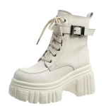 Madingi 9CM moteri&scaron;ki ankle boots Nauji moteri&scaron;ki platforminiai odiniai trumpi batai Auk&scaron;takulniai Žieminiai &scaron;ilti pliu&scaron;iniai stori ankle boots Kailiniai sniego batai Moteris 35 balta
