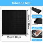 60x60cm &Scaron;aldytuvo silikoninis kilimėlis Mini &scaron;aldytuvo la&scaron;ų surinkimo padėklas su 0,8 colio paauk&scaron;tintais kra&scaron;tais Po &scaron;aldytuvu grindų apsauga Baldų apsauga juoda
