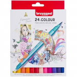 Bruynzeel Creatives Fineliner/Brush Pen Set de 24 couleurs | Stylos &agrave; double pointe pour l'&eacute;criture, le dessin et les livres de