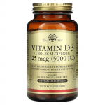 Solgar, vitaminas D3 (cholekalciferolis), 125 mcg (5000 TV), 240 daržovių kapsulių