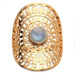 Bague Plaqu&eacute; Or 'Cleopatra' labradorite dor&eacute; - 30x20 mm