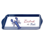 Les Tr&eacute;sors De Lily [A2454] - Plateau &agrave; cake m&eacute;lamine 'Bistrot du Port' bleu blanc (homard) - 30x15 cm mėlyna