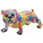 Les Tr&eacute;sors De Lily [A3840] - Figurine r&eacute;sine 'Bouledogue' splash multicolore - 26x14x12 cm