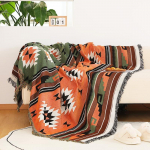 Dvipusė Bohemijos languota antklodė miegamajai sofai Dekoratyvinė antklodė Pikniko antklodė Boho Sofos užvalkalo antklodė su kutu 90x90cm