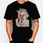 Shintaro Kago Novelty Style juodi trumpomis rankovėmis vyri&scaron;ki mar&scaron;kinėliai Madingi mar&scaron;kinėliai Unisex mar&scaron;kinėliai S