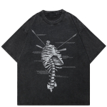 2024 m. Streetwear Skeleton Graphic unisex mar&scaron;kinėliai